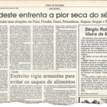 Matéria publicada no dia 22 de abril de 1998 pelo Diário do Nordeste apontava a seca daquele ano como uma das piores do século no Nordeste