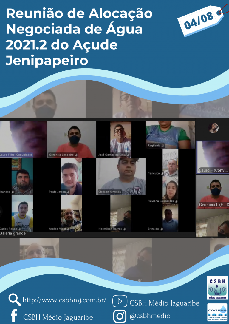 Comissão Gestora delibera sobre a operação 2021.2 do açude Jenipapeiro